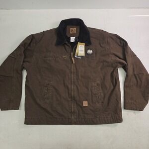 Berne Brown Duck Canvas Heavy Work Fleece Lined Jacket Parish Logo'd Sz XL NWT